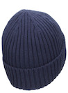 Gorro unisex azul con diseño acanalado, estilo versátil, perfecto para paseos urbanos.