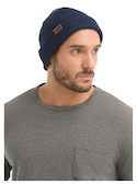 Gorro unisex azul de algodón, estilo casual, ideal para actividades al aire libre.