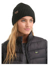 Gorro negro unisex de acrílico, diseño suave, ideal para mantener la calidez en climas frescos.