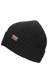 Gorro tejido negro unisex de acrílico, diseño casual, perfecto para looks urbanos.