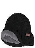 Gorro unisex negro de acrílico, estilo outdoor, ideal para aventuras al aire libre.