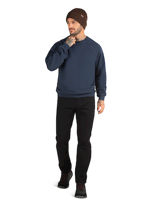 Polerón casual azul para hombre, diseño clásico de manga larga, ideal para uso diario y climas variados.