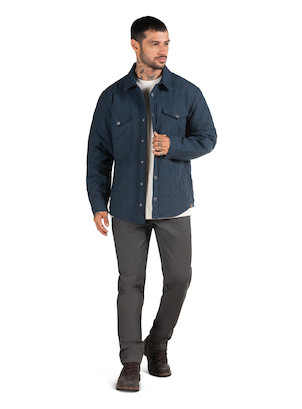 Chaqueta azul de hombre de algodón, estilo casual, perfecta para capas intermedias en diversas estaciones.
