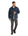 Chaqueta azul de hombre de algodón, estilo casual, perfecta para capas intermedias en diversas estaciones.