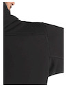 Detalles del gorro ajustable con cordón en polerón negro, que ofrece protección y estilo casual.