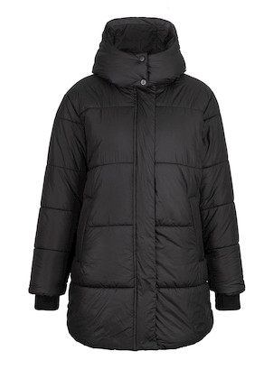 Chaqueta negra con puños elásticos que retienen el calor, perfecta para mantener el confort en invierno.