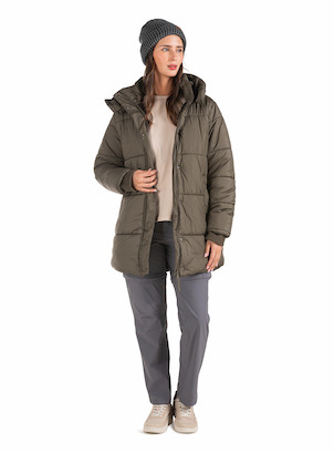 Chaqueta de mujer en color oliva, estilo casual, confeccionada en 100% poliéster, ideal para días fríos.