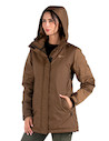 Parka ligera de nylon, ideal para combinar con jeans y botas robustas en exploraciones urbanas.