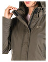 Parka de nylon para mujer en verde oliva, diseñada para ofrecer comodidad y protección ante el clima.