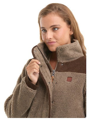 Chaqueta femenina con mangas largas y puños reforzados en cotelé, resistente y moderna.