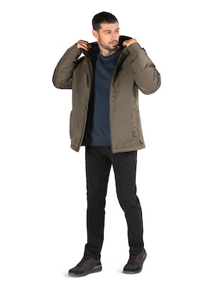 Parka casual de hombre en color oliva, ideal para actividades al aire libre y uso diario.