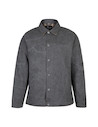 Chaqueta de algodón gris para hombre con botones metálicos y bolsillos prácticos.