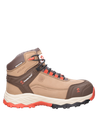Zapato de seguridad beige de hombre, con refuerzos sintéticos, perfecto para actividades laborales.