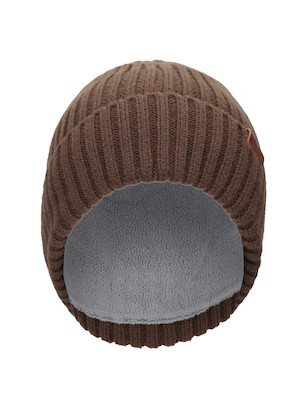 Gorro unisex de 100% acrílico en color café, diseño sin visera, perfecto para el uso diario.