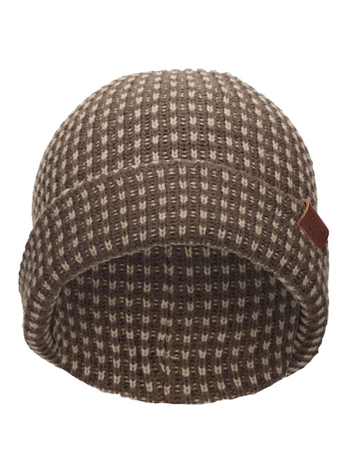 Gorro café de Panamá Jack, diseño clásico con logotipo de cuero, ideal para el día a día.