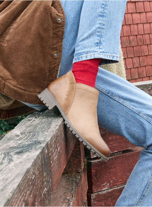 Botín camel para mujer, estilo vestir, adecuado para aventuras diarias con autenticidad.