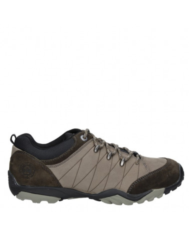 Calzado gris de cuero y textil para hombre, diseño resistente outdoor.