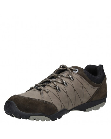 Zapatilla gris de cuero y textil para hombre, ideal para actividades outdoor.