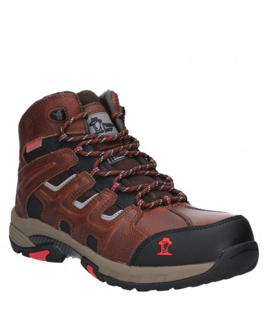 Zapato café de hombre, resistente a impactos y desgarres, con planta aislante.
