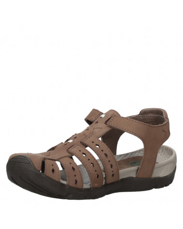 Calzado casual de cuero café para mujer, perfecto para el verano.