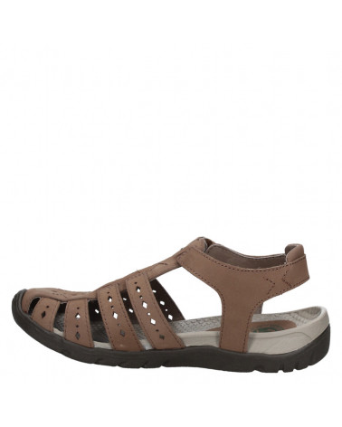 Sandalia femenina de cuero café ideal para actividades al aire libre.