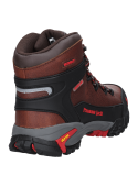 Zapato de seguridad café de cuero, diseño moderno, membrana térmica Thinsulate.