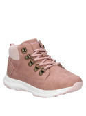 Botín rosado de niña, estilo informal, material sintético, ideal para aventuras urbanas.
