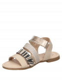 Sandalia beige de niña Panama Jack D775, taco plano de 1.5 cm, perfecta para uso diario y al aire libre.