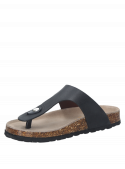 Sandalia de cuero negro para mujer, estilo casual, ideal para verano al aire libre.